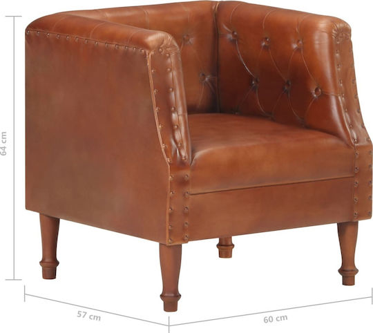 Sessel aus echtem Leder Braun 60x57x64cm