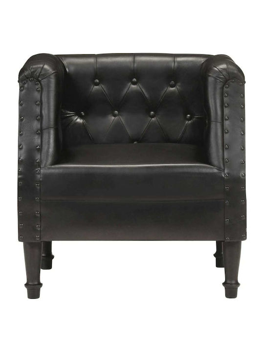 Armchair from Genuine Leather Black 60x57x64cm