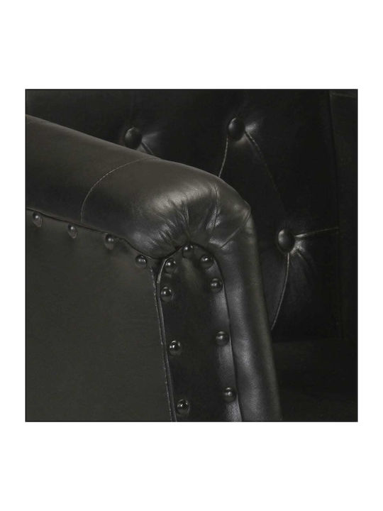 Armchair from Genuine Leather Black 60x57x64cm