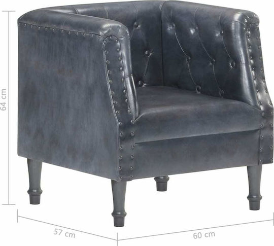 Sessel aus echtem Leder Gray 60x57x64cm