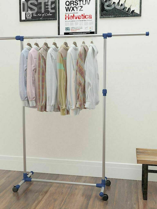 vidaXL Wheeled Floor Garment Rack made of Metal Telescopic Silver 165x44x150cm