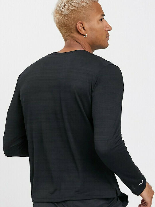 Nike Running Miler Men's Athletic Long Sleeve Blouse Dri-Fit Black