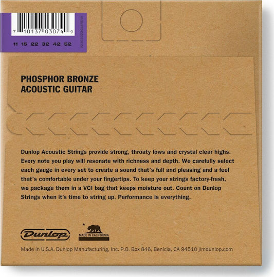 Dunlop Set Corzi Pentru Chitară Acustică Fosfor Bronz 11 - 52
