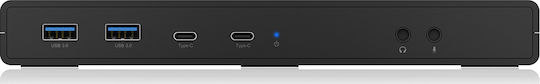 Icy Box USB-C Docking Station με HDMI/DisplayPort 4K PD Ethernet και σύνδεση 2 Οθονών Μαύρο (IB-DK2245AC)