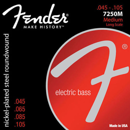 Fender 7250 Bass Strings Set Nickel Plated Steel Bass 45 - 105 7250M