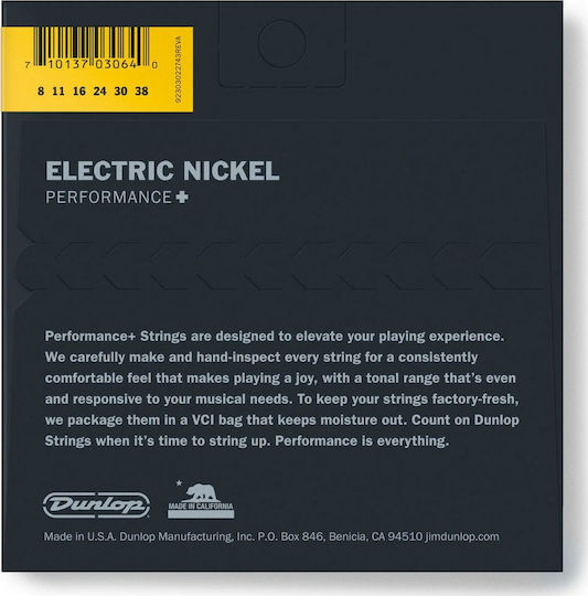 Dunlop Set of Nickel Wound Strings for Electric Guitar Performance+ Super Light 8 - 38"