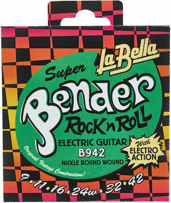 La Bella Set of Nickel Plated Steel Strings for Electric Guitar The Bender Super 9 - 42"