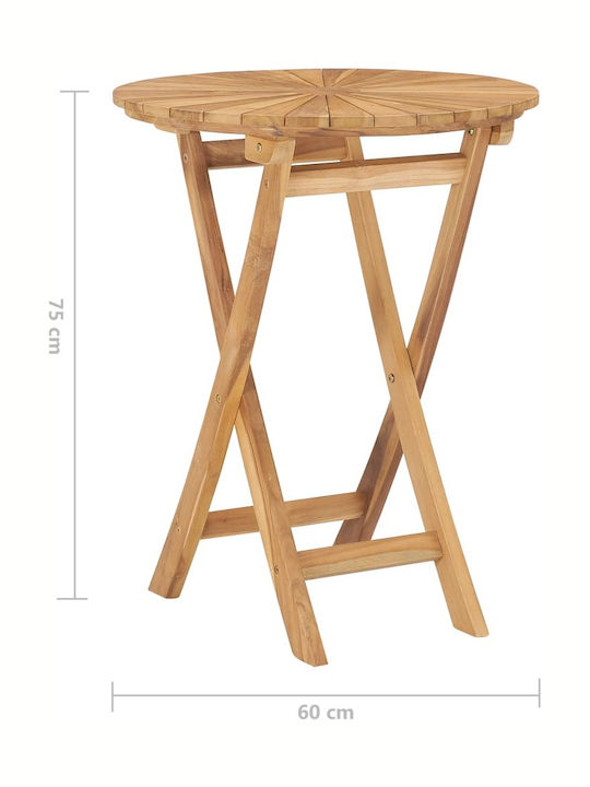 Garten- und Terrassentisch für Kleine Außenbereiche aus Teak Zusammenklappbar 60x60x75cm