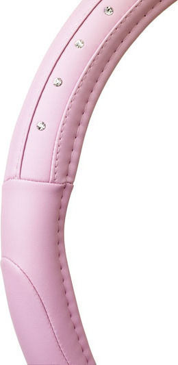 Sumex Car Steering Wheel Cover Pink Diamonds with Diameter 37-39cm made of Leatherette Pink