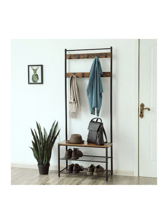 Mobilier de Intrare cu Cuier & Dulap pentru Pantofi Negru 70x32x175buc