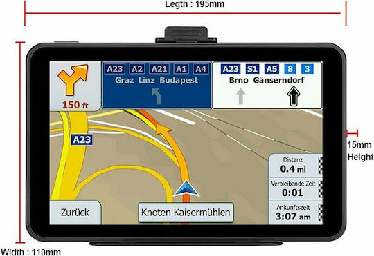 Clever GPS-Gerät mit 7-Zoll-Bildschirm Bluetooth Wi-Fi & Kartensteckplatz