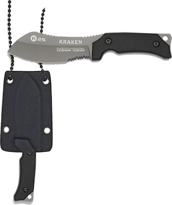 K25 Knife Black with Blade made of Stainless Steel in Sheath