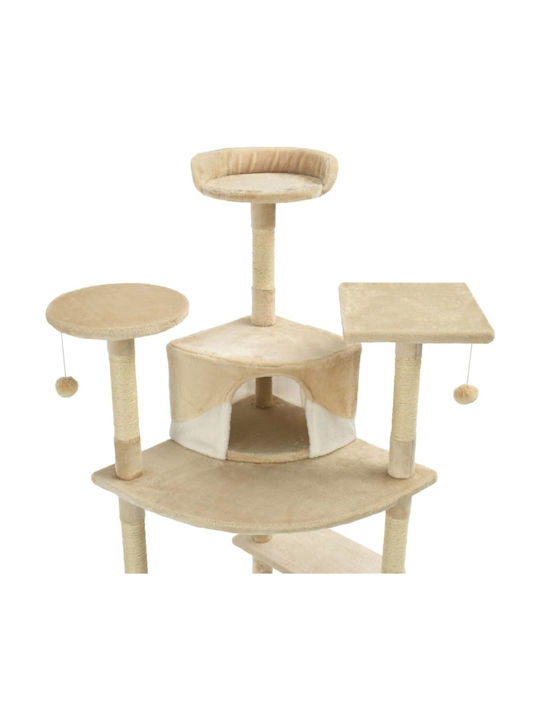 vidaXL Cat Scratching Post Cat Tree In Beige Colour 103x77x203 cm