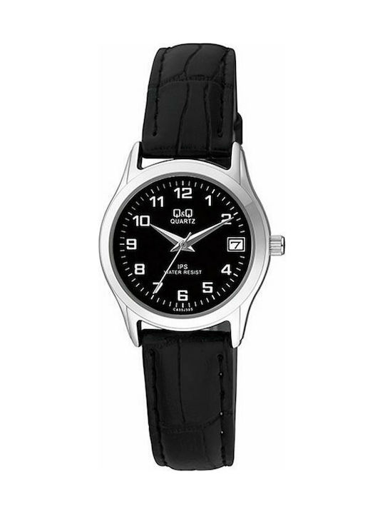 Q&Q CA05J305Y Watch with Black Leather Strap CA05J305Y