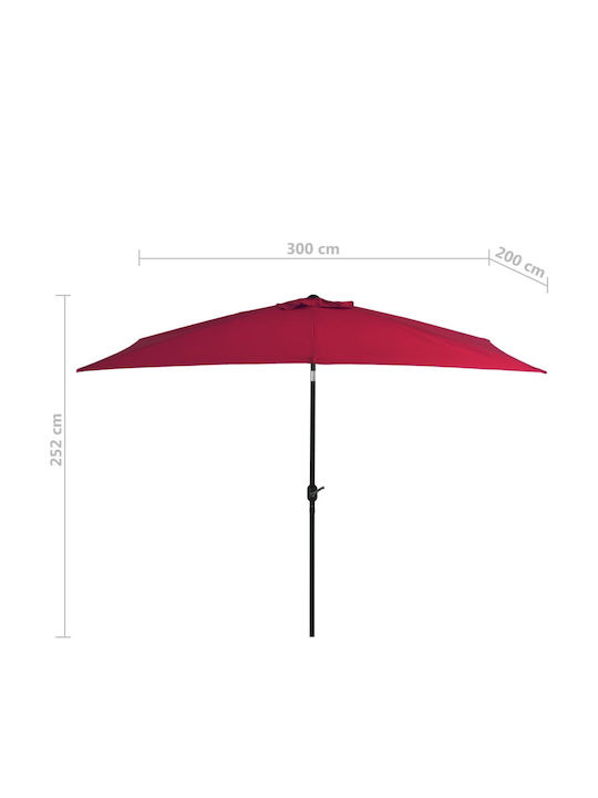 Squared Metal Burgundy Parasol 3x2xH2.52m