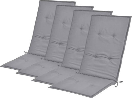 vidaXL Pernă Scaunului De Grădină Cu Spătar Gri Waterproof 4 Bucăți 50x120cm