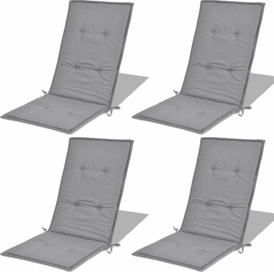 vidaXL Pernă Scaunului De Grădină Cu Spătar Gri Waterproof 4 Bucăți 50x120cm