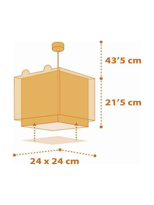 Ango Kids Plastic Single Ceiling Light E27 Little Tiger Yellow 23W
