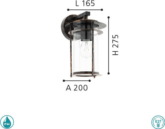 Eglo Valdeo Wall-Mounted Outdoor Lighting Lantern 16.5x27.5cm Eglo Valdeo Wall-Mounted Outdoor Lighting Lantern 16.5x27.5cm