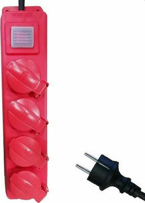 Eurolamp 4-Outlet Power Strip 1.5m Red