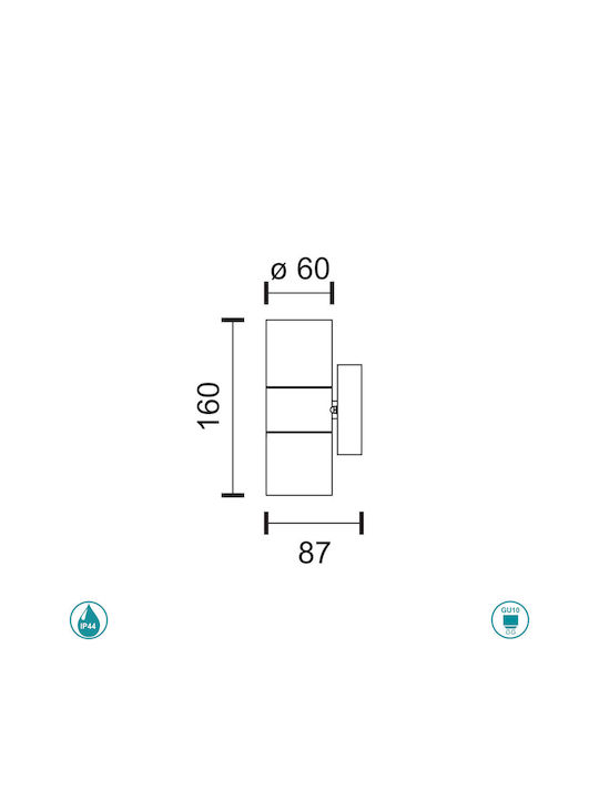 Spot Light Wall-Mounted Outdoor Spot GU10 IP44 Double Beam