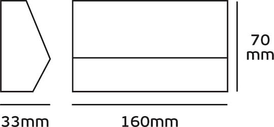 VK Lighting Стенен Външен Плафон LED IP65 3W с Топло бяло Светлина 16x7x3.3εκ.