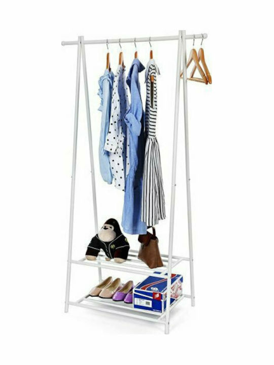 Songmics Floor Garment Rack made of Metal White 87.5x41x155cm