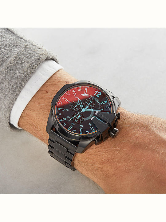 Diesel Mega Chief Ανδρικό Ρολόι 51mm Χρονογράφος Μπαταρίας με Μαύρο Μεταλλικό Μπρασελέ
