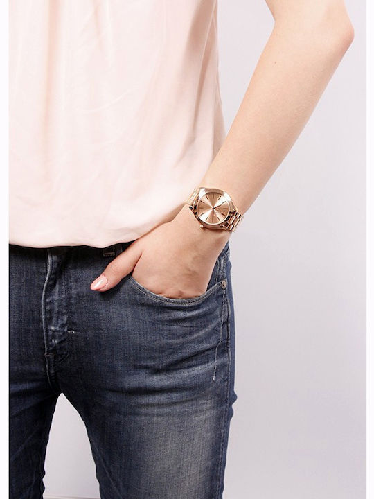 Michael Kors Runway Women's Watch with Pink Gold Metal Bracelet