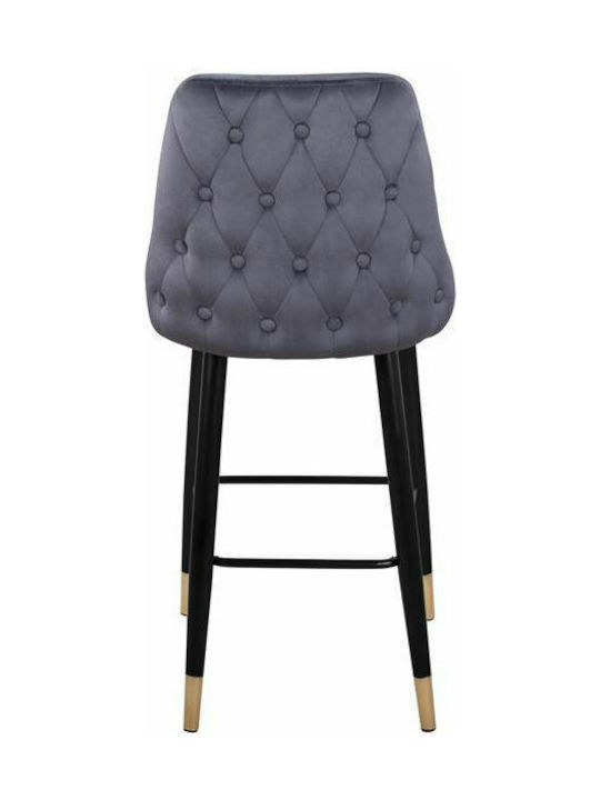 Stool Bar with Backrest Upholstered with Velvet Paige Grey 2pcs 51x57x110cm