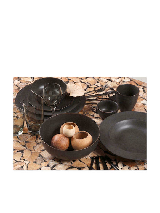 Cryspo Trio Cereal Serving Bowl Round made of Porcelain Black with Diameter 16cm