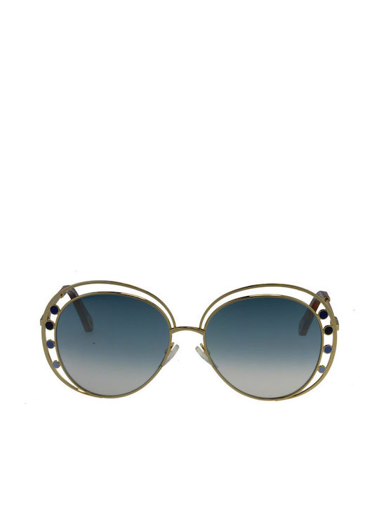 Chloe Women's Sunglasses with Gold Metal Frame and Blue Gradient Lens CE169S 816