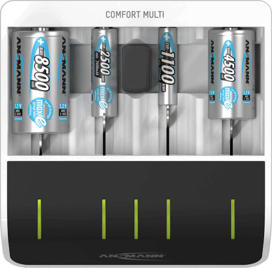 Ansmann Comfort Multi USB Зарядно 4 за батерии Ni-MH Размер AA/AAA/D в Черен цвят