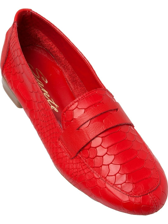Sante Δερμάτινα Γυναικεία Loafers σε Κόκκινο Χρώμα