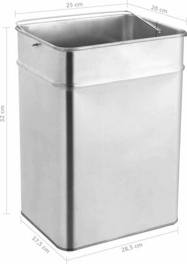 vidaXL Μεταλλικός Κάδος Απορριμμάτων 45lt Inox