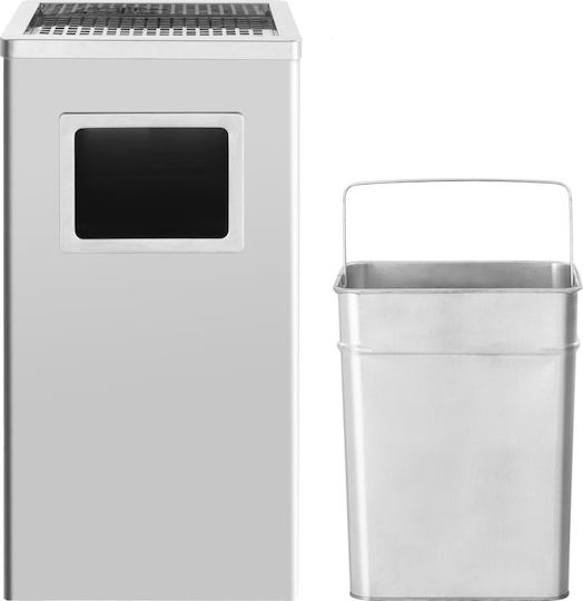 vidaXL Μεταλλικός Κάδος Απορριμμάτων 45lt Inox