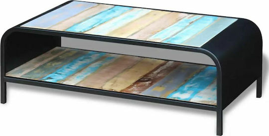Central Rectangular Coffee Table from Solid Wood Multicolour M100xW50xH35cm