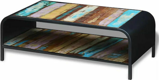 Central Rectangular Coffee Table from Solid Wood Multicolour M100xW50xH35cm
