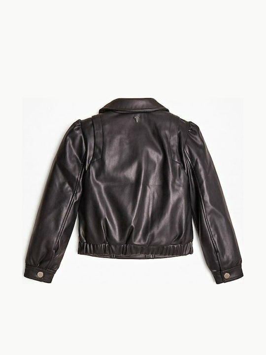 Kids' Leather Jacket Short Black