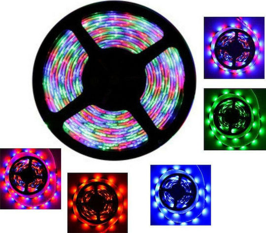 Αδιάβροχη Ταινία LED 12V RGB Φως 5m Τύπου SMD3528 με Τροφοδοτικό & Τηλεχειριστήριο