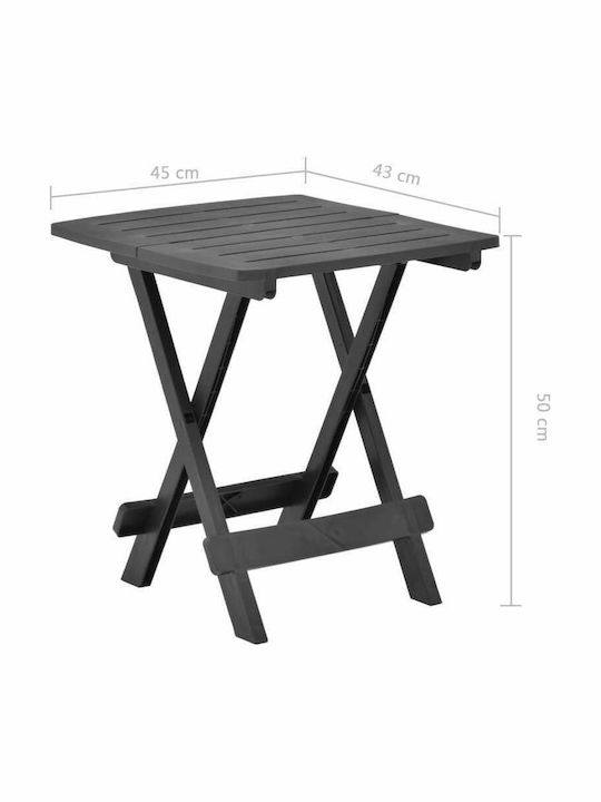Sitting Room Outdoor Foldable Plastic Table Gray 45x43x50cm