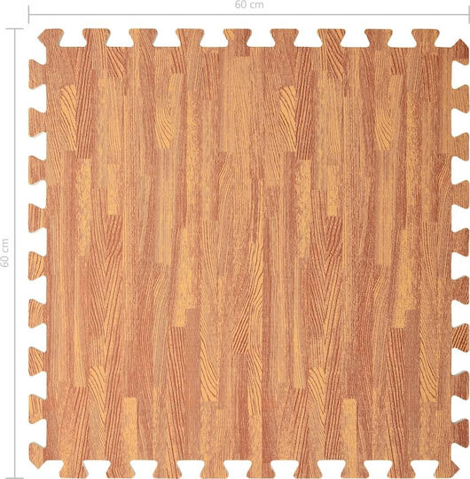 vidaXL Δάπεδα Παζλ Γυμναστηρίου Καφέ 60x60x1cm 12τμχ