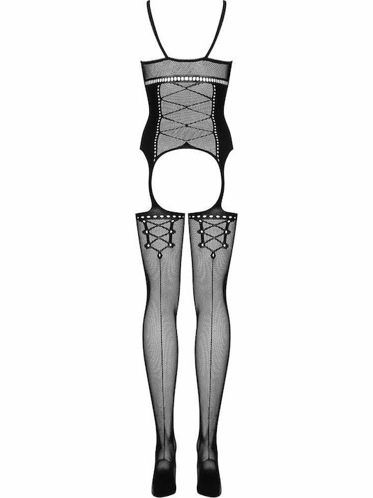 Obsessive G314 Sexy Bodystockings Gittermuster mit Offenem Schritt Schwarz