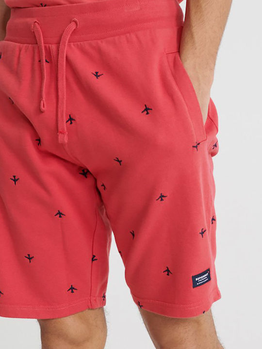 All Over Embroidered Men's Sports Print Shorts Red