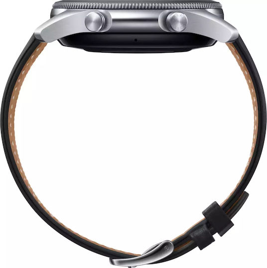 Samsung Galaxy Watch3 Stainless Steel 45mm Αδιάβροχο με Παλμογράφο (Mystic Silver)
