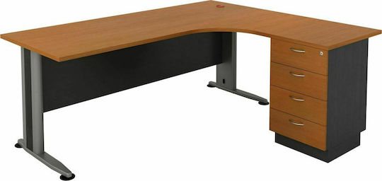 Ecke Professionelles Büro Superior Compact Holz Braun mit Metallbeinen 180x150x75cm