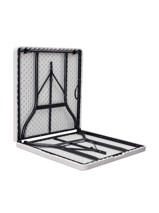 Outdoor Dinner Foldable Table with Plastic Surface and Metal Frame White 152x75.5x72cm