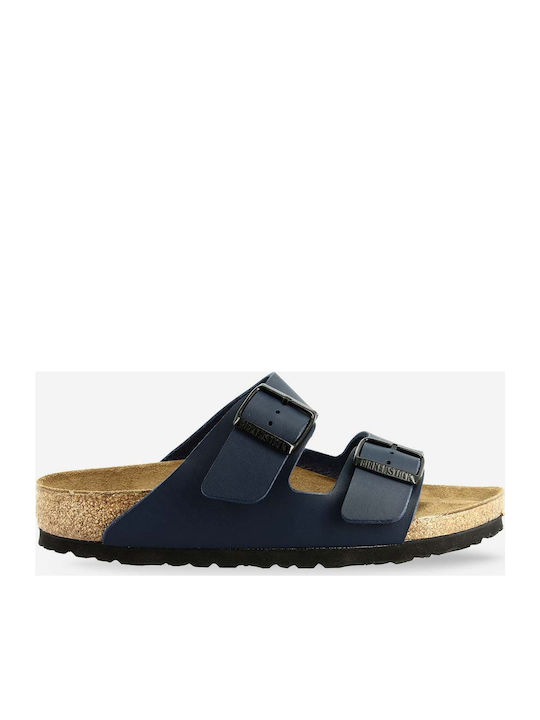 Birkenstock Arizona Natural Leather Leder Flache Sandalen für Damen in Marineblau Farbe Regelmäßig Passform