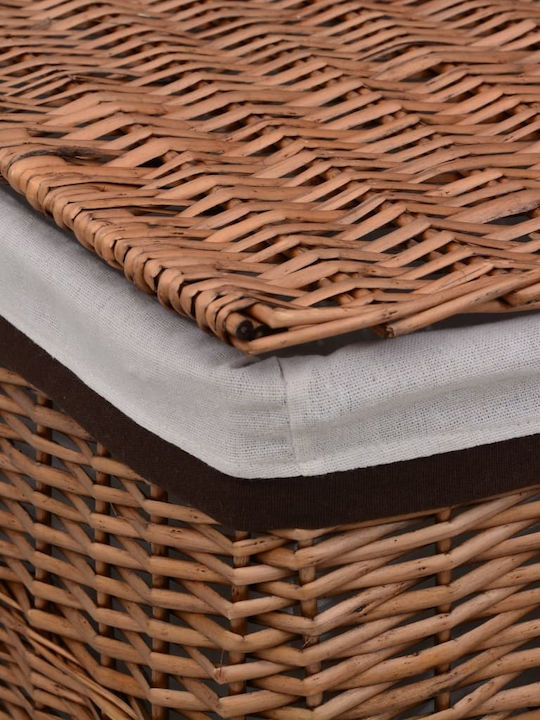 vidaXL Collapsible Wicker Laundry Basket with Cap 43x34x57.5cm Brown