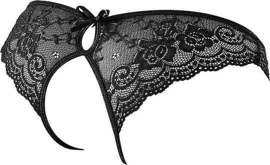 Cottelli Collection Crotchless Floral Lace Panties Frauen Sexy Slip offenem Schritt Black
